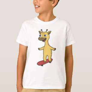 Camiseta Girafa como skater com skate