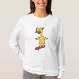 Camiseta Girafa como skater com skate