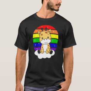 Camiseta Girafa Coxa-Arco-Íris Para Crianças Girafas