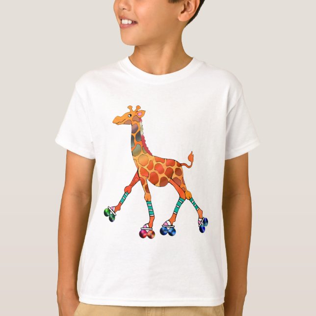 Camiseta Girafa da patinagem de rolo (Frente)
