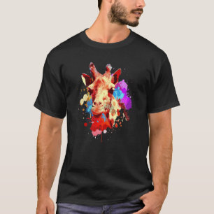 Camiseta Girafa De Aquarela Para Mulheres Masculinas Girafa