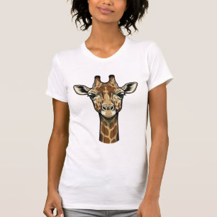 Camiseta Girafa de Arte Vetorial de Gravura Antiga Design_1