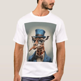 Camiseta Girafa de chapéu alto com charuto