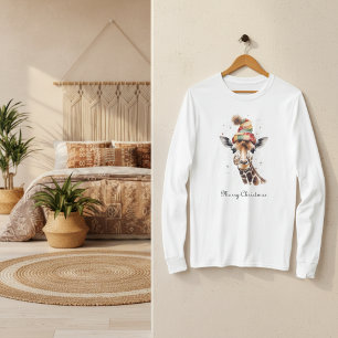 Camiseta Girafa de Natal Aconchegante, personalizada