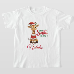 Camiseta Girafa de Natal de Desenho Animado Fofo