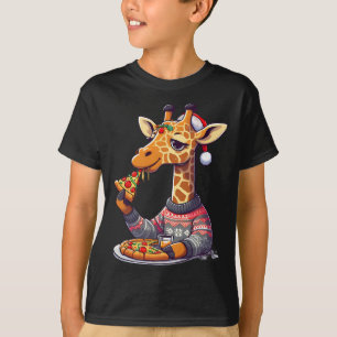 Camiseta Girafa de Pizza de Natal
