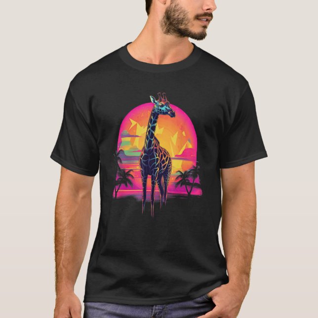 Camiseta Girafa de Sunset Retro (Frente)