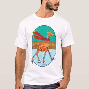 Camiseta Girafa do patinagem no gelo na pista oval