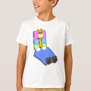 Camiseta Girafa dormindo com cobertor e Travesseiro