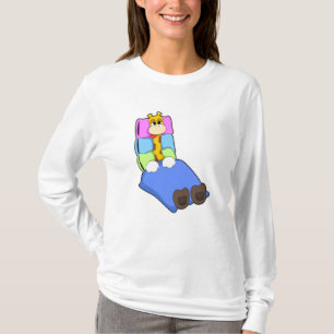 Camiseta Girafa dormindo com cobertor e Travesseiro