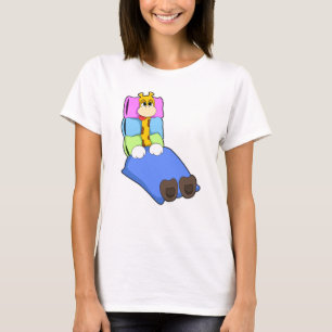 Camiseta Girafa dormindo com cobertor e Travesseiro