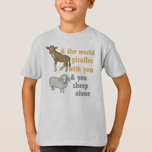 Camiseta Girafa e carneiros animais engraçados da chalaça