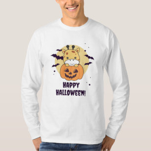 Camiseta Girafa em abóboras, girafas bonitas, Feliz Dia das
