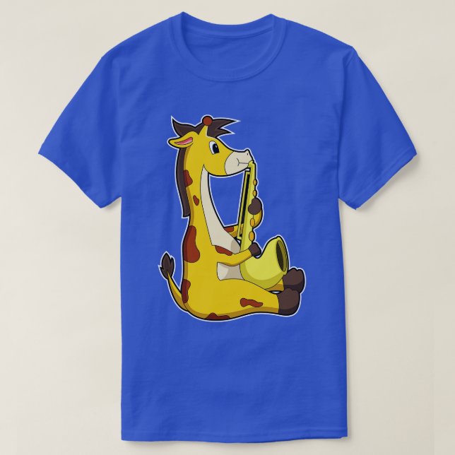 Camiseta Girafa em Música com Saxofone (Frente do Design)
