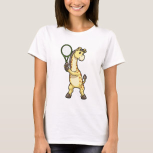Camiseta Girafa em Tênis com raquete Tênis