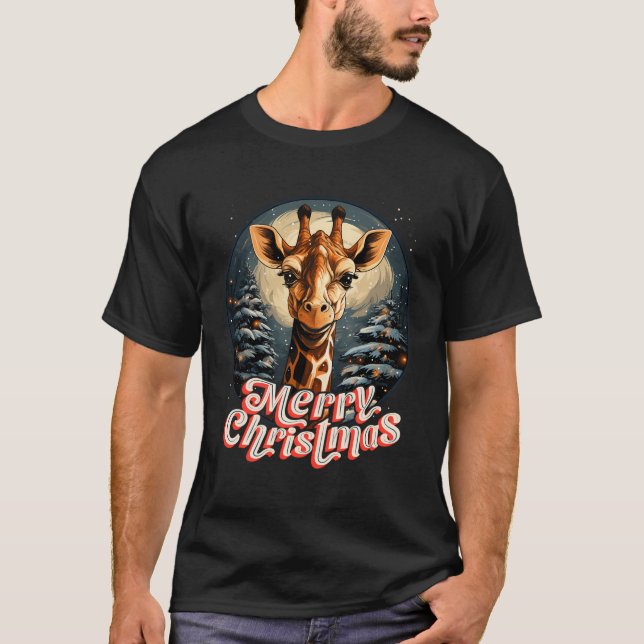 Camiseta Girafa Engraçada Árvore de Natal Feliz Girafa Lo (Frente)