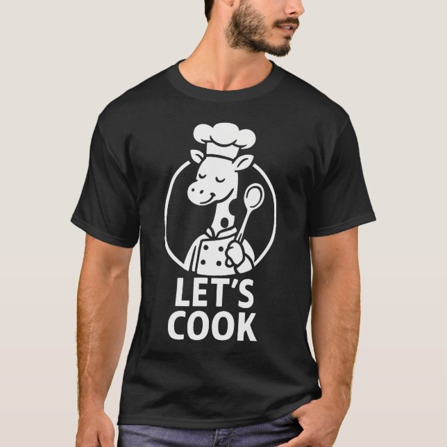 Camiseta Girafa Engraçada Chef Cozinhando Vamos (Frente)