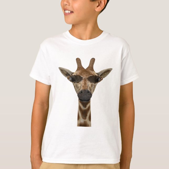 Camiseta Girafa Engraçada Disfarçada Com Óculos De Sol Da M (Frente)