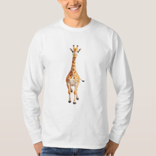 Camiseta Girafa Feliz Brincadeira Jumping No Ar Joy