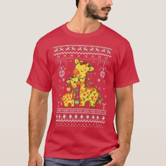 Camiseta Girafa fofa ama Xmas Luz feia padrão de Xmas