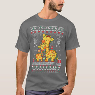 Camiseta Girafa fofa ama Xmas Luz feia padrão de Xmas