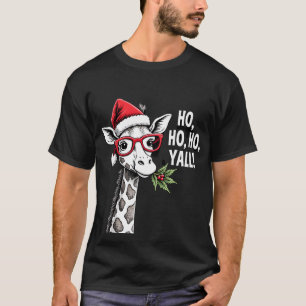 Camiseta Girafa Fofa Com Chapéu de Papai Noel Feliz Natal A