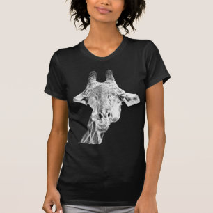 Camiseta Girafa Fofa Preto & Branco Moderno Animal Engraçad