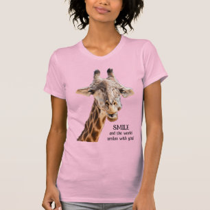 Camiseta Girafa Fofa SORRISO Citação Divertida Moderna Luz