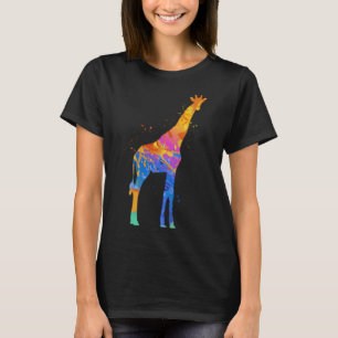 Camiseta Girafa Gráfico de Vida Selvagem Colorida Girafa Gr