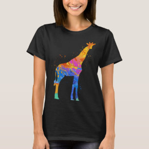 Camiseta Girafa Gráfico de Vida Selvagem Colorida Girafa Gr