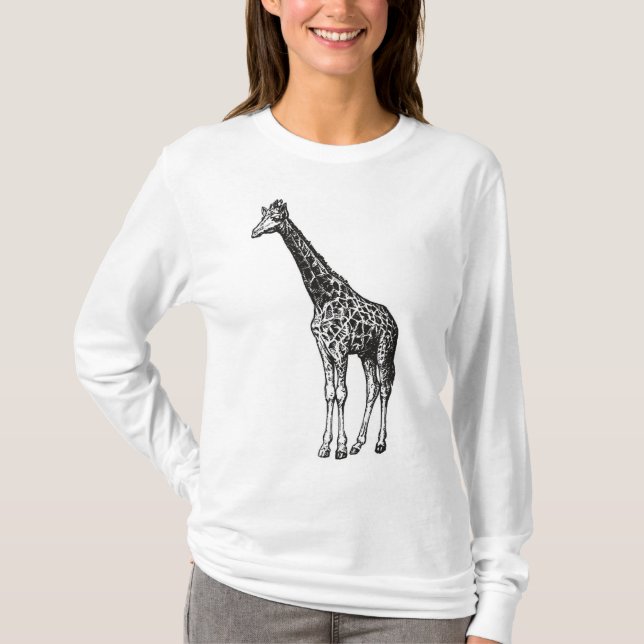 Camiseta Girafa, Impressão Animal, Animais Selvage (Frente)