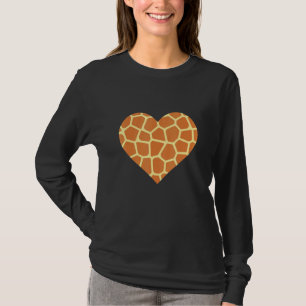 Camiseta Girafa Impressão do Coração de Girafa Bonita Amor