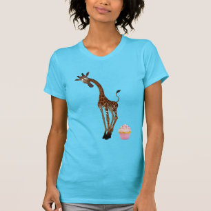 Camiseta Girafa lunático bonito e cupcake