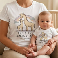Girafa Mãe Bebê Primeiro Dia das Mães Pastel Arco-