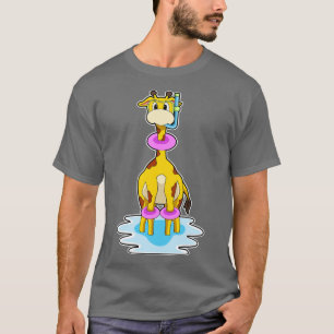 Camiseta Girafa na Natação com Argola de Natação