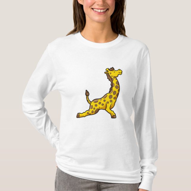 Camiseta Girafa na perna do Yoga Stretch (Frente)
