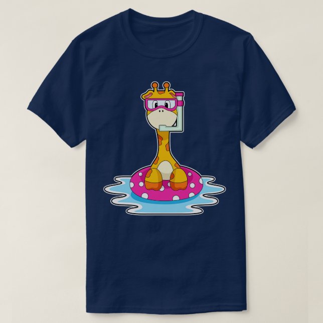 Camiseta Girafa Nadando com Snorkel (Frente do Design)