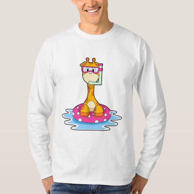 Camiseta Girafa Nadando com Snorkel (Frente)