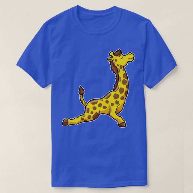 Camiseta Girafa no Yoga Alongamento exercícios Pernas Pesco (Frente do Design)