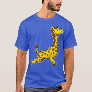 Camiseta Girafa no Yoga Alongamento exercícios Pernas Pesco