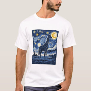 Camiseta Girafa Noite Estrelada Vintage