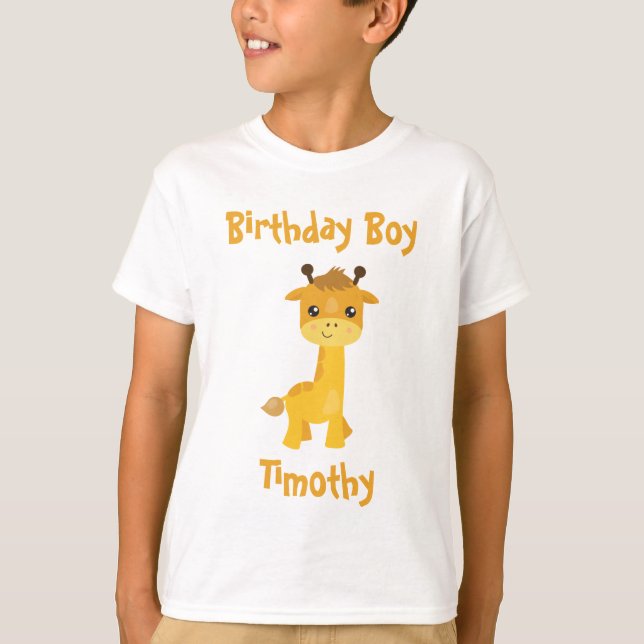 Camiseta Girafa para o menino de aniversário (Frente)