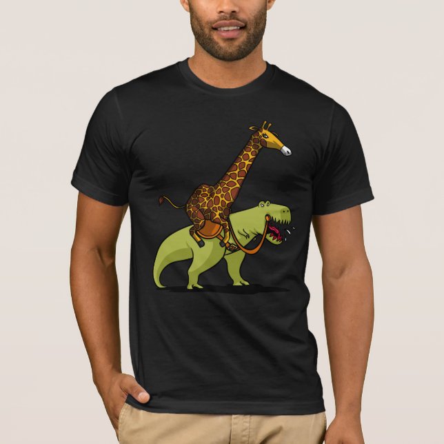 Camiseta Girafa que monta animais engraçados do dinossauro (Frente)