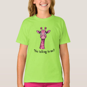 Camiseta Girafa rosa-branca surpreendida