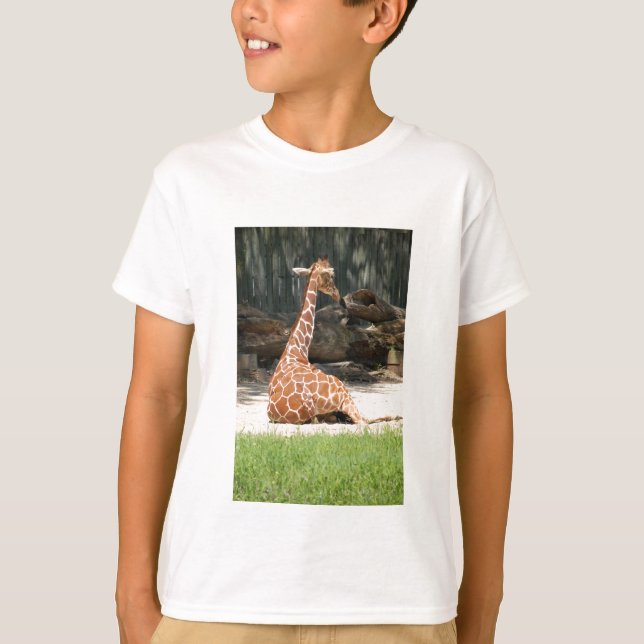 Camiseta Girafa Sentada Adorável (Frente)