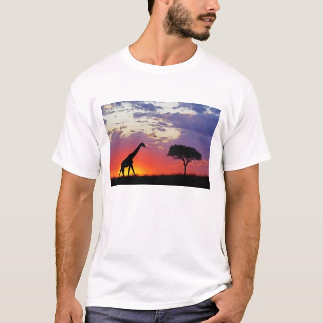 Camiseta Girafa silenciada no nascer do sol, Giraffa (Frente)