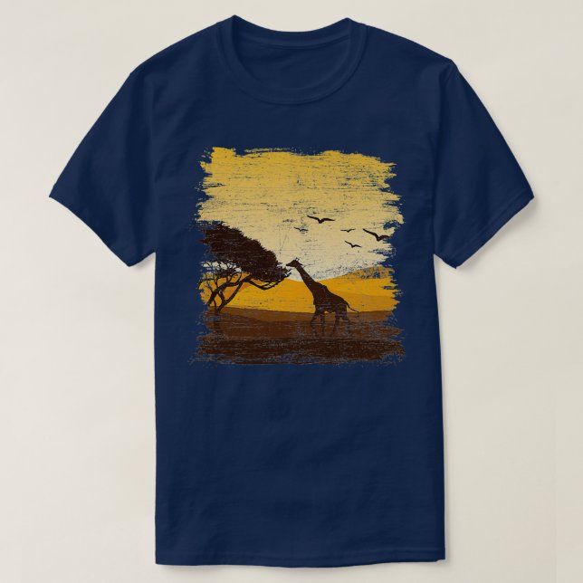 Camiseta Girafa Sunset Giraffe Girafas África (Frente do Design)