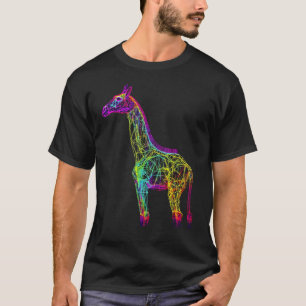 Camiseta Girafa Trabalho de arte Animal Colorida Girafa