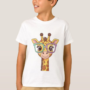 Camiseta Girafa Usando Óculos Divertidos – Safari Caprichos