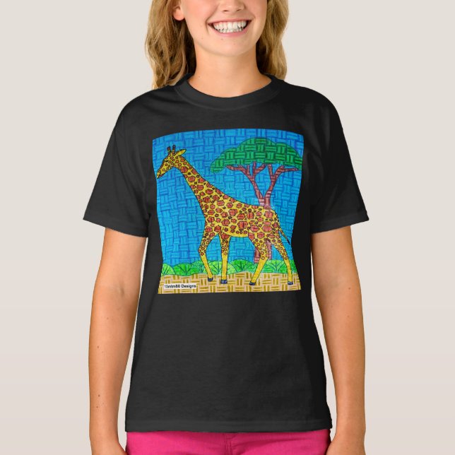 Camiseta Girafa (vívida) - Camisa-T básica para raparigas (Frente)